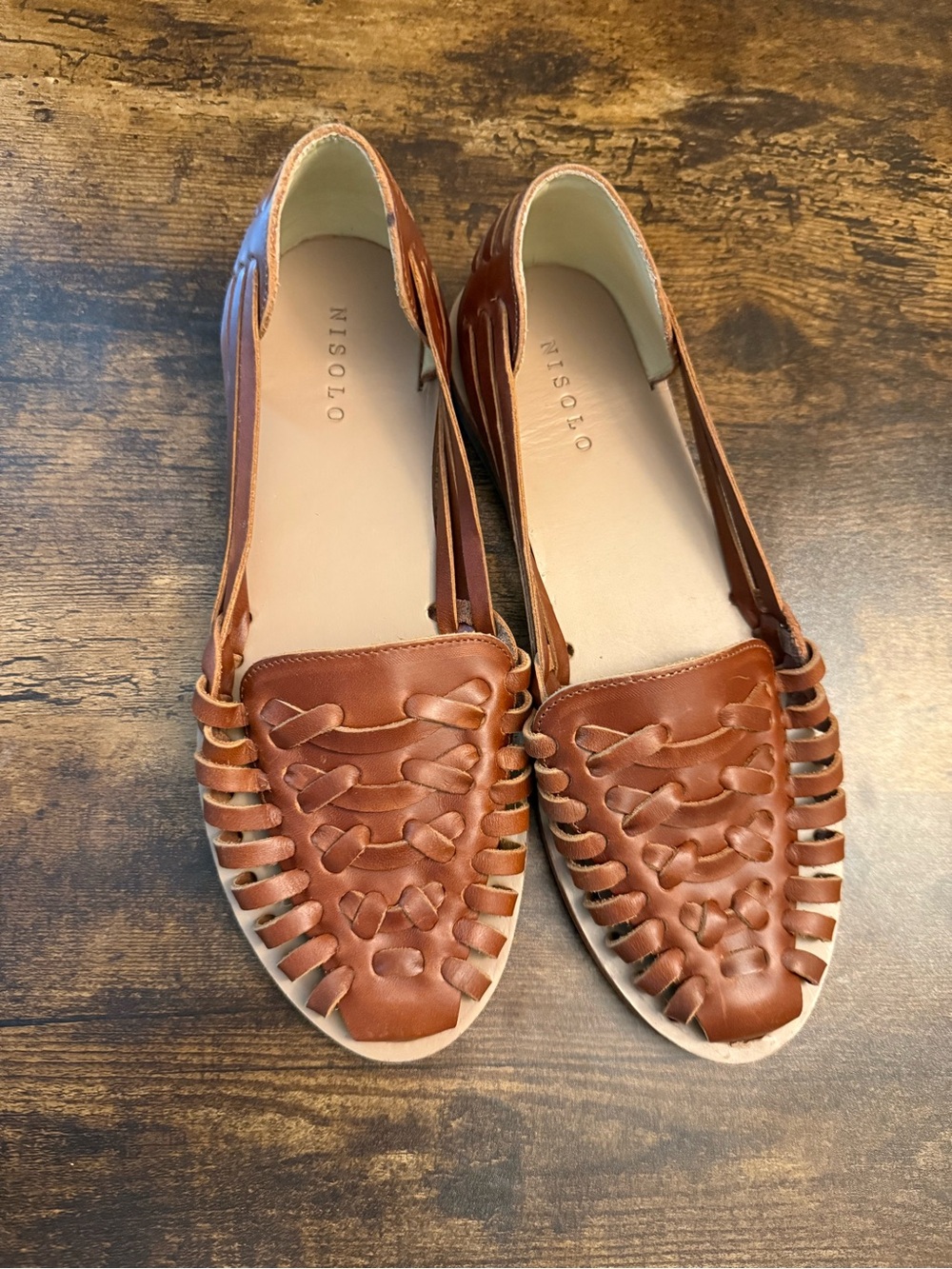 Nisolo Women's Brown Leather Huarache Flats size 8.5